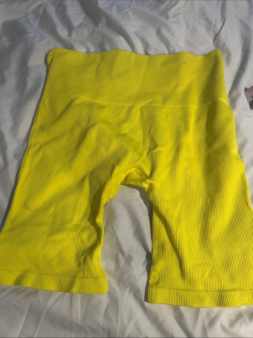 wild fable Bright Yellow Ribbed Bike Shorts